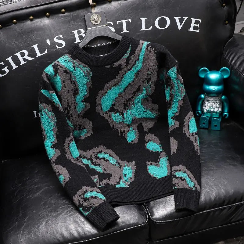 Cyber Goth Acid Static Jacquard Knit Sweater