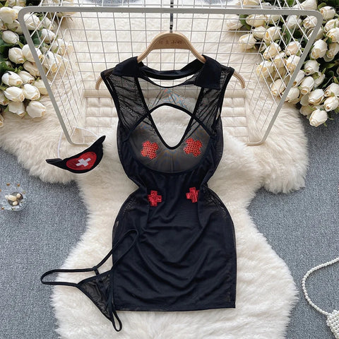 Goth Bound in Contrast Rope Bodysuit