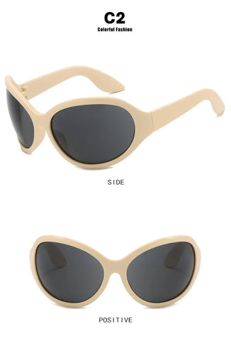 Cyber Goth Wraparound Oval Shield Sunglasses