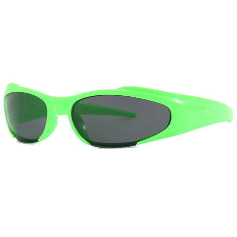 Cyber Goth Alien Wraparound Shades in Acid Green