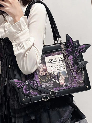 Goth Labyrinth Butterfly Ita Bag — Dark Collector's Tote