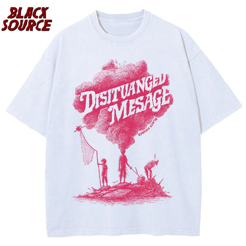Alt T-shirt with cat cartoon graphic