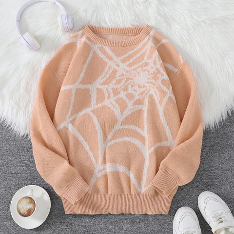 Goth Cobweb Jacquard Knit Sweater