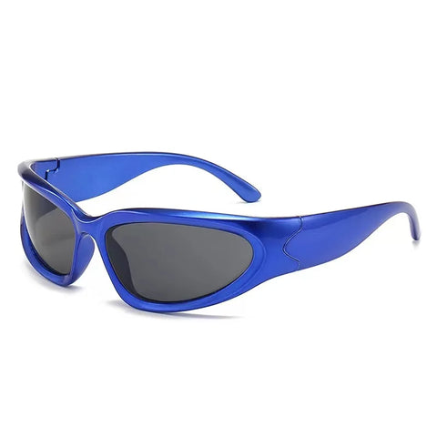 Cyber Goth Chrome Wraparound Shield Sunglasses