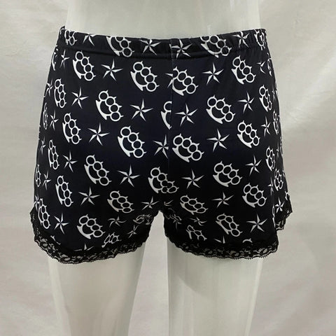 Goth Knuckleduster Lace-Trim Shorts