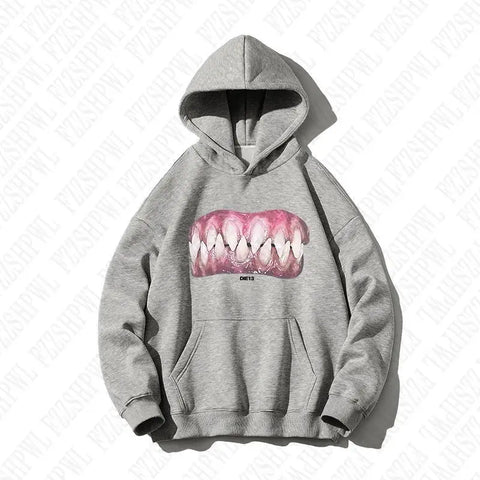 Goth DIE13 Bare Teeth Graphic Hoodie Tshirt