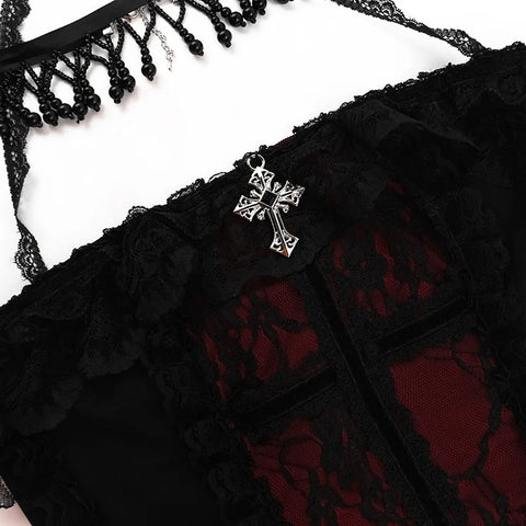 Victorian Goth Crimson Requiem Corset Top