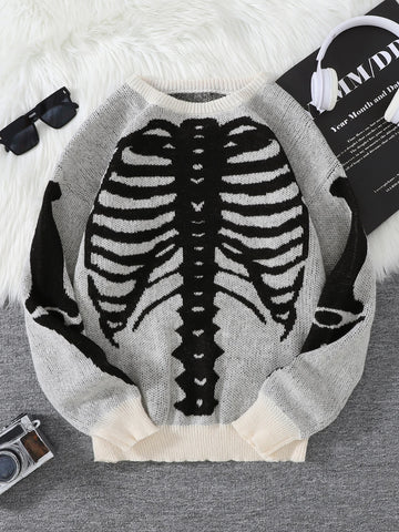 Goth Skeleton Rib Cage Knit Sweater