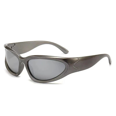 Cyber Goth Chrome Wraparound Shield Sunglasses