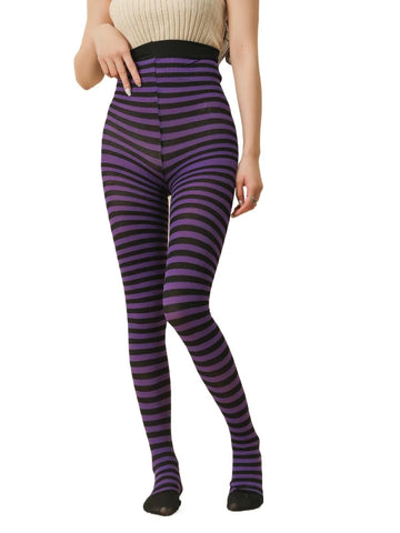 Mall Goth Black & White Striped Tights