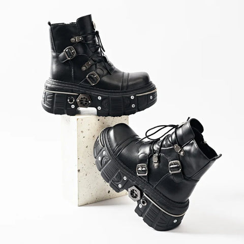 Cyber Goth Rivet Sovereign Platform Boot
