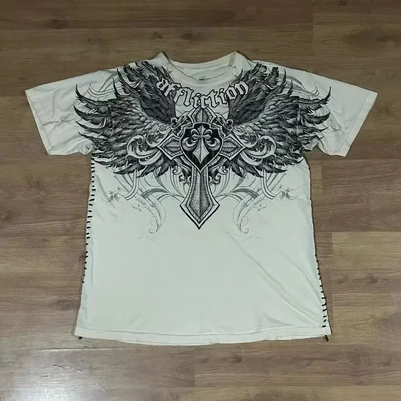 Y2K Goth T-shirt with white splice print