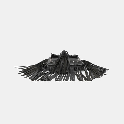 Goth Fringe & Rivet Chain Crossbody Bag