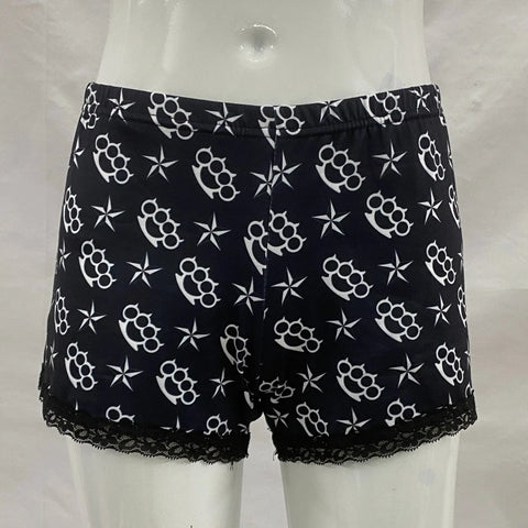 Goth Knuckleduster Lace-Trim Shorts