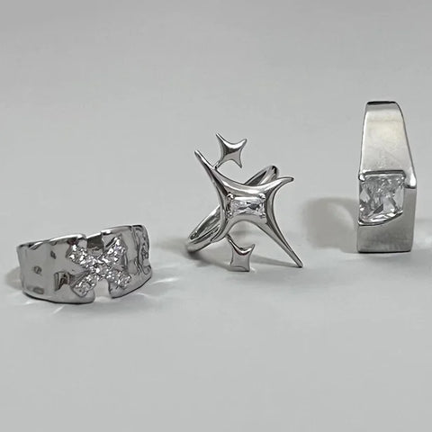 Goth Shattered Star Spike Ring