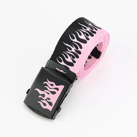 Pastel Goth Bubblegum Flame Canvas Belt