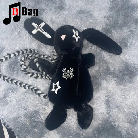 Goth Cursed Bunny Plush Crossbody Bag