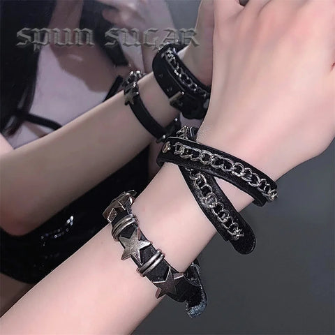 Mall Goth Armour Stack Bracelet — Spikes, Skulls & Chains