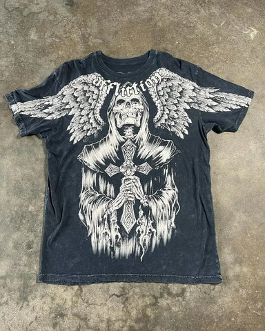 Y2K Goth T-shirt with white splice print