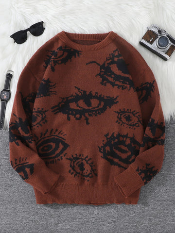 Nu Goth All-Seeing Eyes Jacquard Knit Sweater