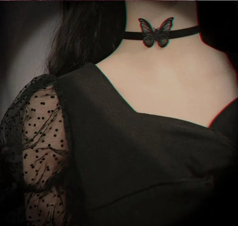 Victorian Goth Mourning Cascade Choker Necklace