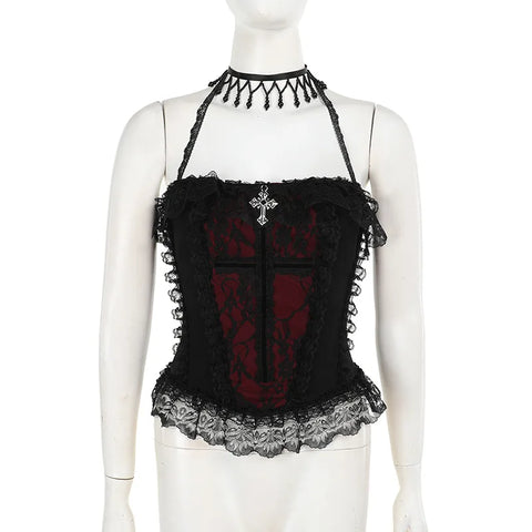 Victorian Goth Crimson Requiem Corset Top