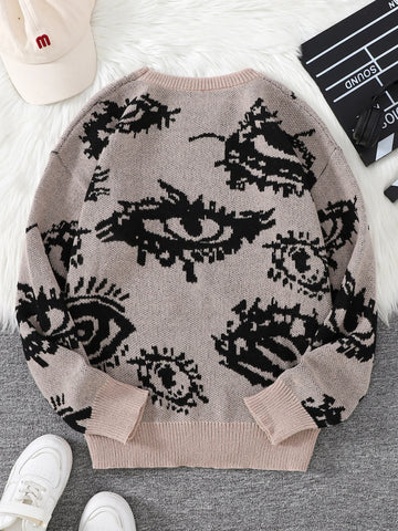 Nu Goth All-Seeing Eyes Jacquard Knit Sweater