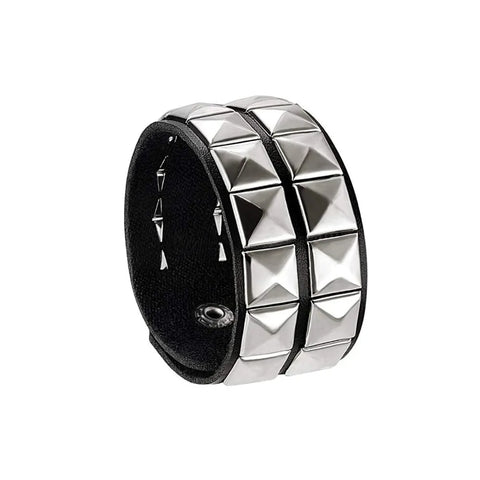 Mall Goth Pyramid Stud Leather Cuff Bracelet