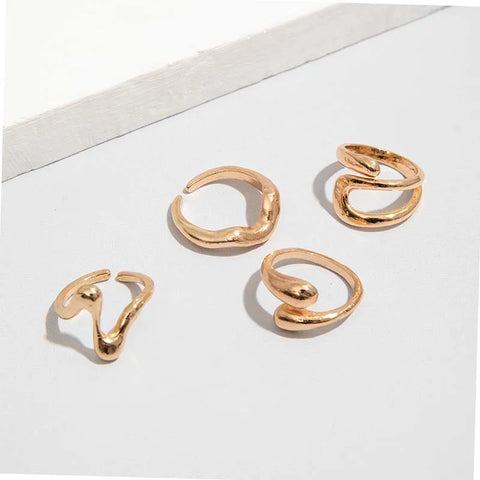 Nu Goth Liquid Mercury Wave Ring Set