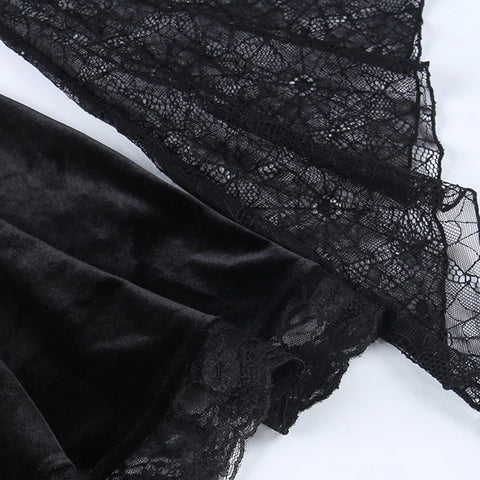 Goth Cobweb Lace & Velvet Mini Dress