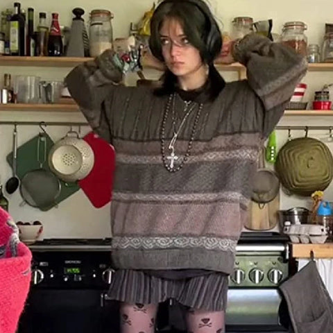 Nu Goth Forgotten Forest Patchwork Knit Top