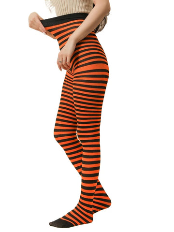 Mall Goth Black & White Striped Tights