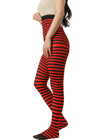 Mall Goth Black & White Striped Tights