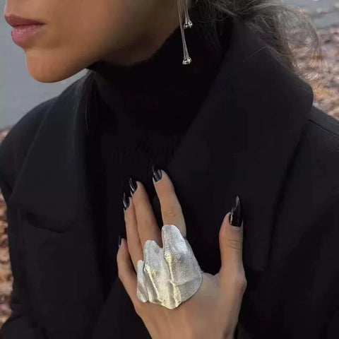 Nu Goth Molten Gold Sculptural Statement Ring