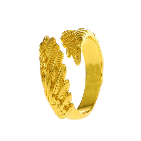 Goth Folded Angel Wings Silver Open Ring