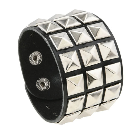 Cyber Goth Pixel Pyramid Stud Cuff Bracelet