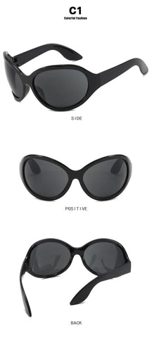 Cyber Goth Wraparound Oval Shield Sunglasses