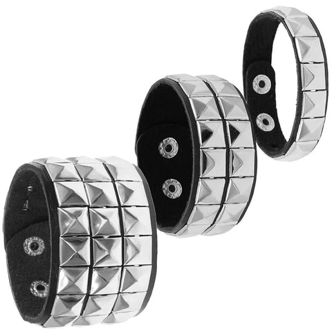 Goth Razor's Edge Stud & Spike Bracelet Set