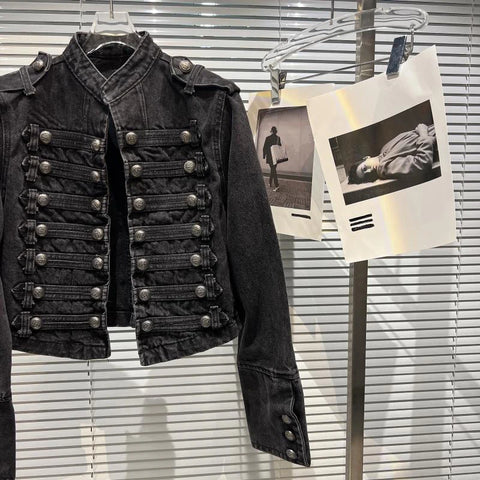 Goth Dark Regiment Military Denim Coat