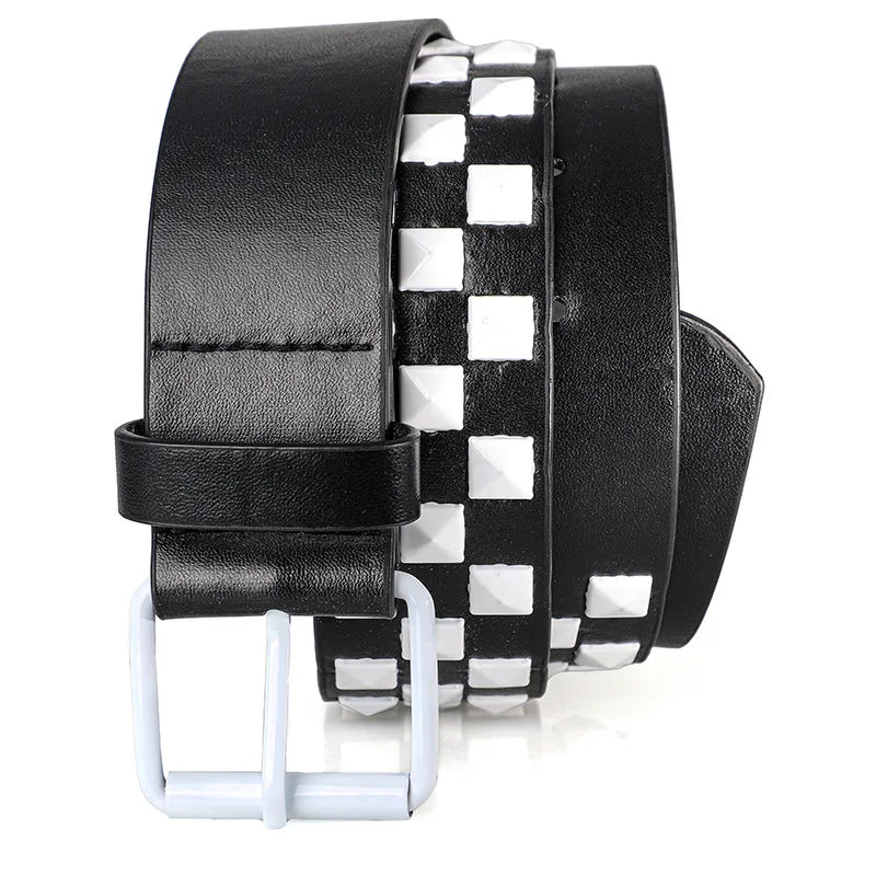 Mall Goth Checkerboard Pyramid Stud Belt