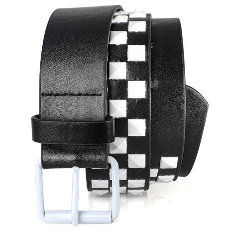Mall Goth Checkerboard Pyramid Stud Belt