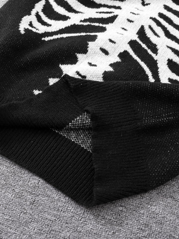 Goth Skeleton Rib Cage Knit Sweater
