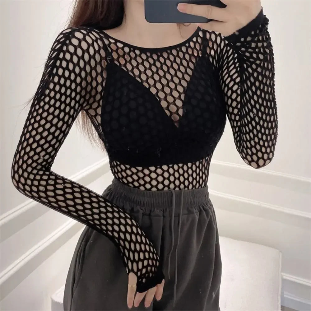 Cyber Goth Void Lattice Long Sleeve T-Shirt