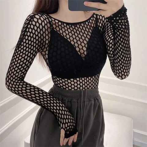 Cyber Goth Void Lattice Long Sleeve T-Shirt
