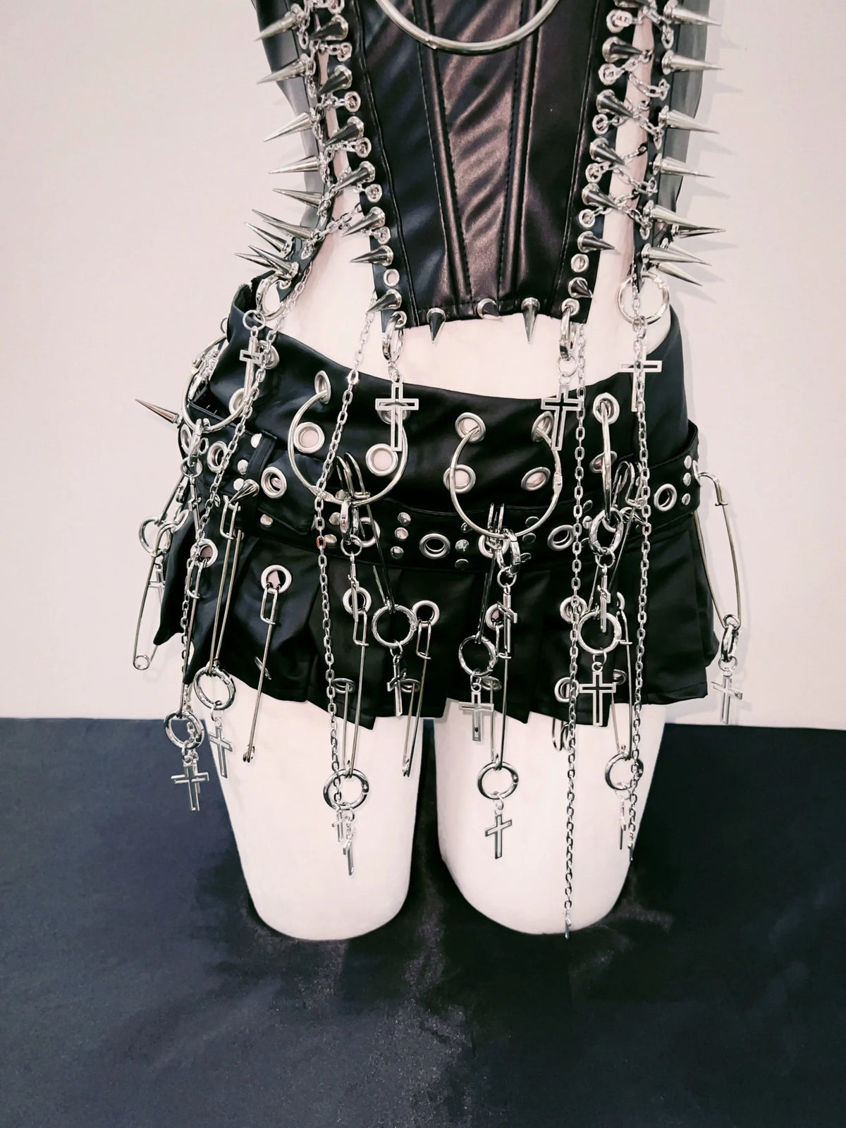 Cyber Goth Skull Sovereign Spike Harness Top