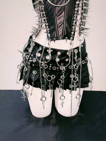 Cyber Goth Skull Sovereign Spike Harness Top