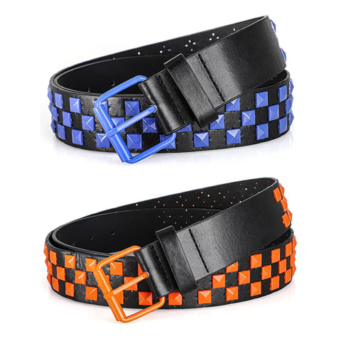 Mall Goth Checkerboard Pyramid Stud Belt