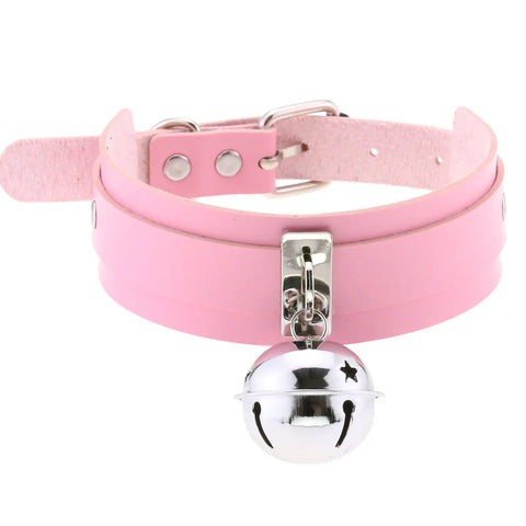 Pastel Goth Pink Leather O-Ring Choker Necklace Collection