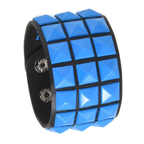 Cyber Goth Pixel Pyramid Stud Cuff Bracelet