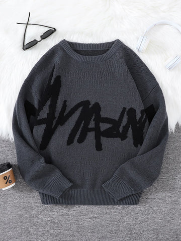 Nu Goth Graffiti Script Knit Sweater
